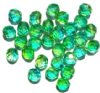 25 8mm Faceted Tri Tone Crystal/Lime/Turquoise Firepolish Beads